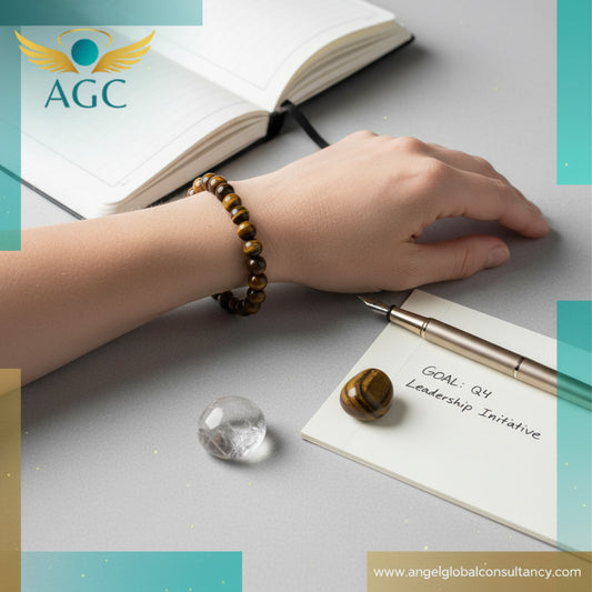 AGC Focus & Success Starter Kit (Includes: Natural Tiger Eye Bracelet + Natural Tiger Eye Tumble Stone + Natural Clear Quartz Tumble Stone)