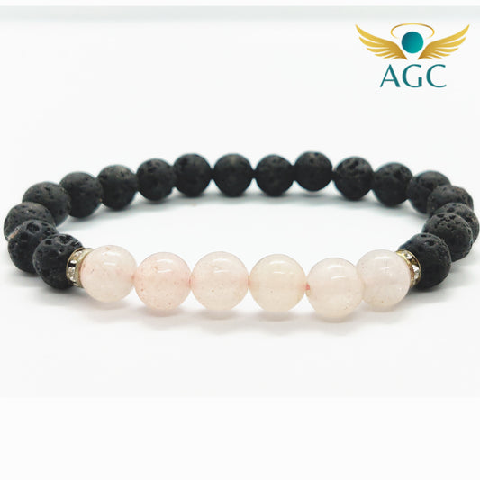 Lava & Rose Quartz Bracelet for Calm, Love & Grounding | Buy Online | AGC