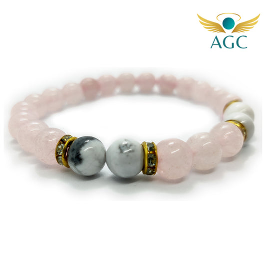 Rose Quartz & Howlite Bracelet for Love, Calm & Peace | AGC