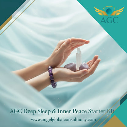AGC Deep Sleep & Inner Peace Starter Kit (Includes: Natural Amethyst Bracelet + Natural Lepidolite Tumble Stone + Natural Selenite Raw Stone)