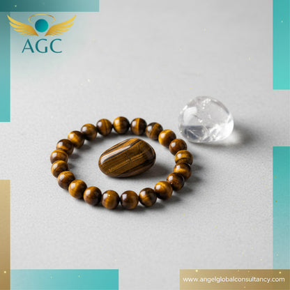 AGC Focus & Success Starter Kit (Includes: Natural Tiger Eye Bracelet + Natural Tiger Eye Tumble Stone + Natural Clear Quartz Tumble Stone)