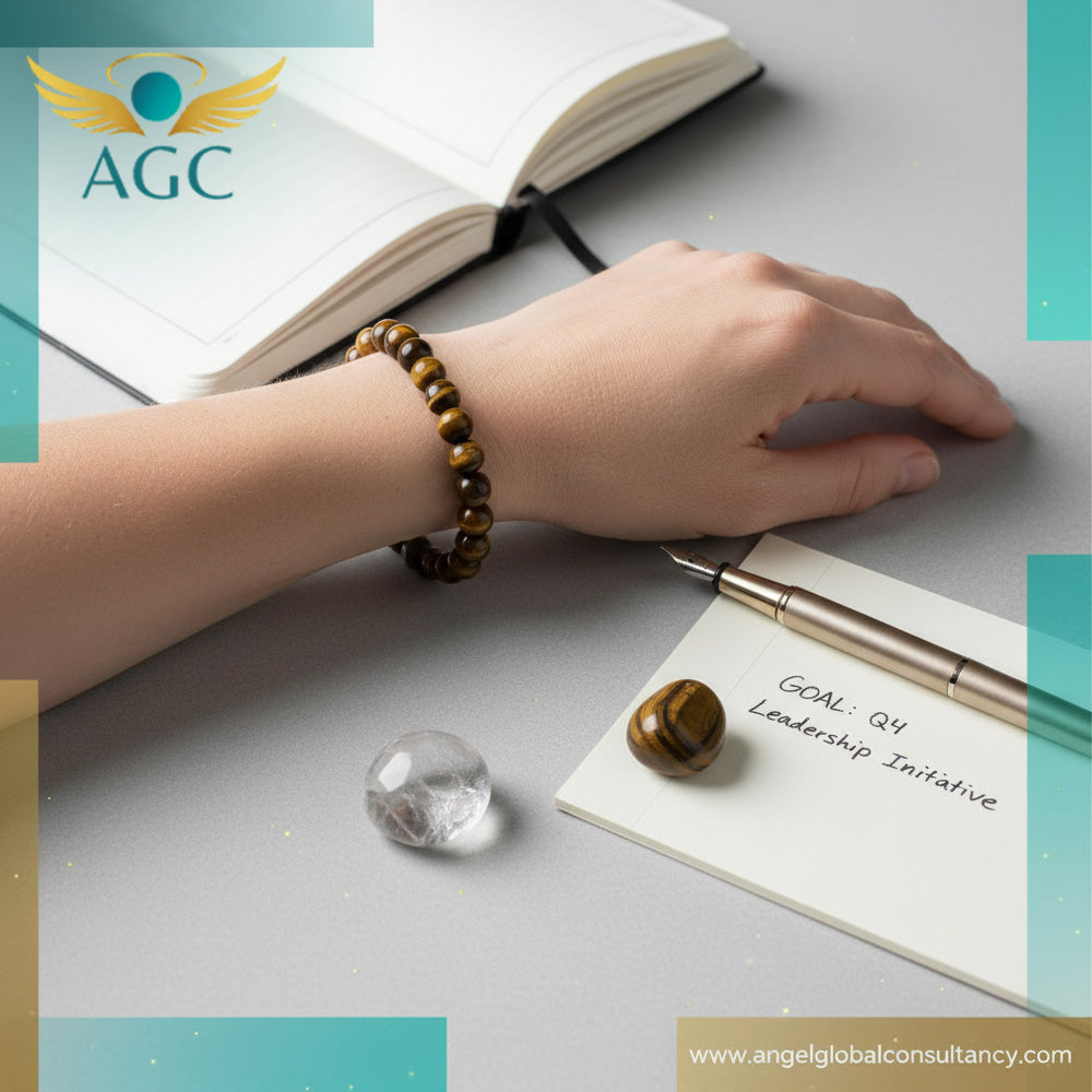 AGC Focus & Success Starter Kit (Includes: Natural Tiger Eye Bracelet + Natural Tiger Eye Tumble Stone + Natural Clear Quartz Tumble Stone)