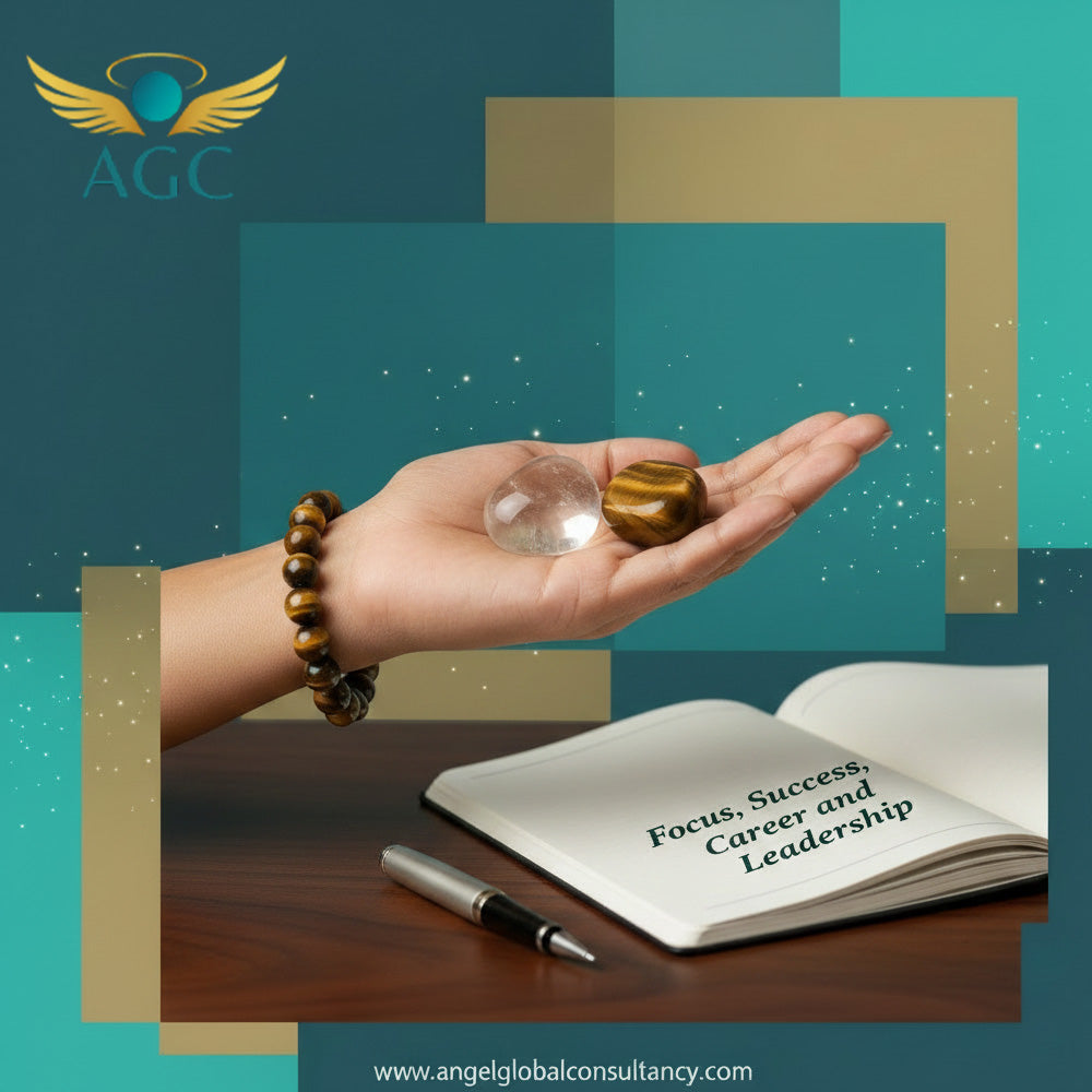 AGC Focus & Success Starter Kit (Includes: Natural Tiger Eye Bracelet + Natural Tiger Eye Tumble Stone + Natural Clear Quartz Tumble Stone)