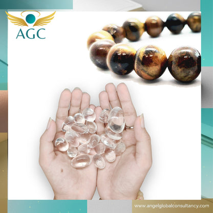 AGC Focus & Success Starter Kit (Includes: Natural Tiger Eye Bracelet + Natural Tiger Eye Tumble Stone + Natural Clear Quartz Tumble Stone)