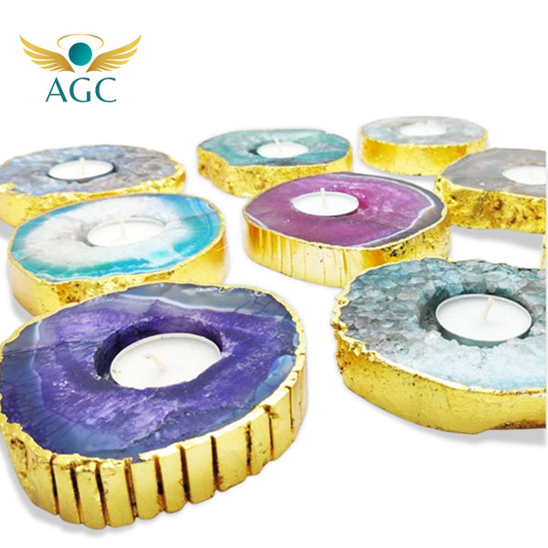 Buy Agate Stone Candle Holder | Natural Crystal Decor for Home | AGC