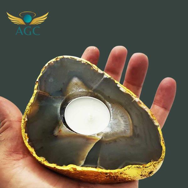 Buy Agate Stone Candle Holder | Natural Crystal Decor for Home | AGC
