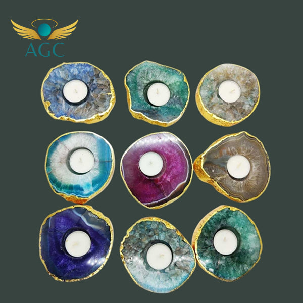 Buy Agate Stone Candle Holder | Natural Crystal Decor for Home | AGC