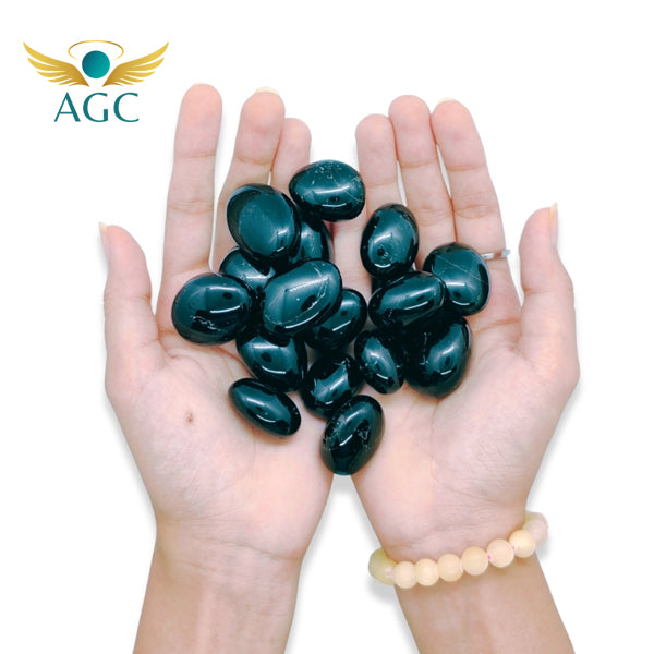 Black Tourmaline Tumble Stones for Protection & Grounding | AGC