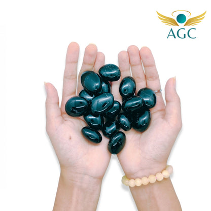 AGC Divine Calm & Protection Crystal Starter Kit - Includes: Natural Amethyst Bracelet + Natural Amethyst Tumble Stone + Natural Black Tourmaline Tumble Stone