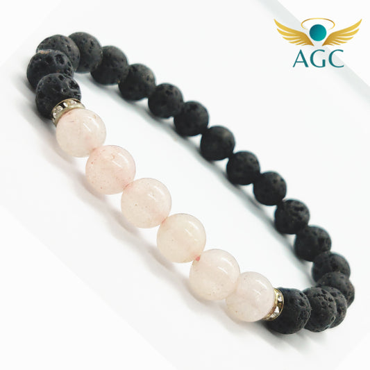 Lava & Rose Quartz Bracelet for Calm, Love & Grounding | Buy Online | AGC