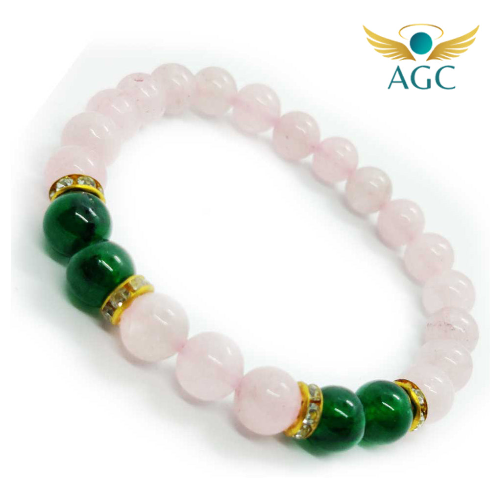 Rose Quartz & Green Aventurine Bracelet for Love & Renewal | AGC