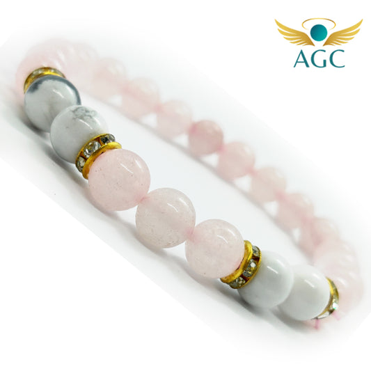 Rose Quartz & Howlite Bracelet for Love, Calm & Peace | AGC