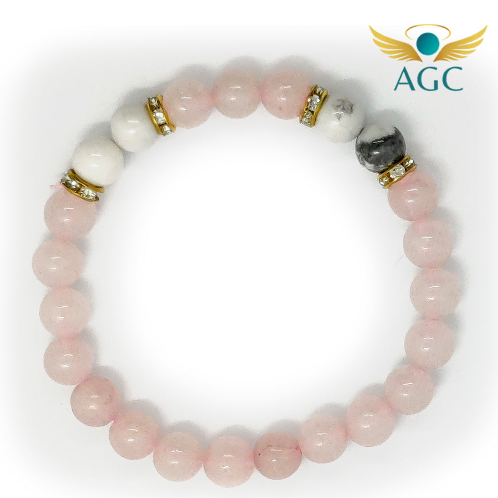 Rose Quartz & Howlite Bracelet for Love, Calm & Peace | AGC