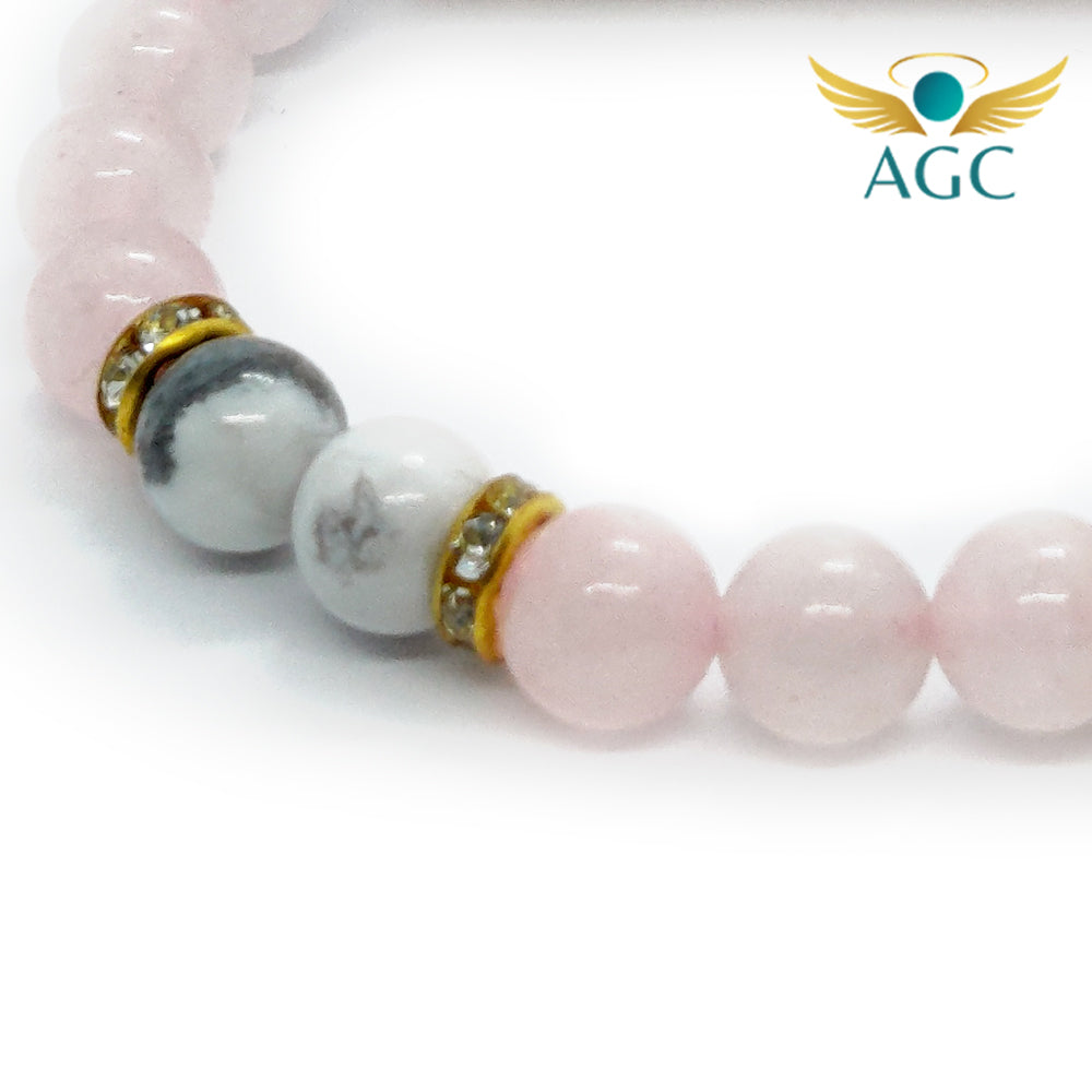 Rose Quartz & Howlite Bracelet for Love, Calm & Peace | AGC