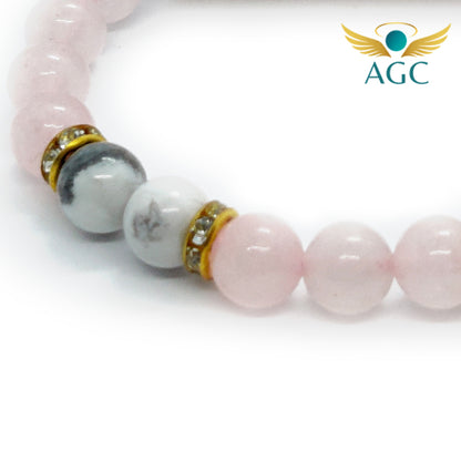 Rose Quartz & Howlite Bracelet for Love, Calm & Peace | AGC