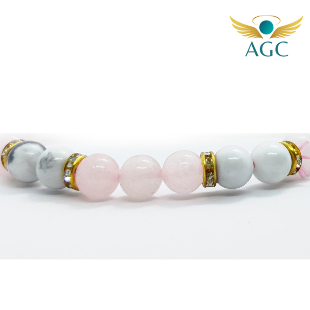 Rose Quartz & Howlite Bracelet for Love, Calm & Peace | AGC