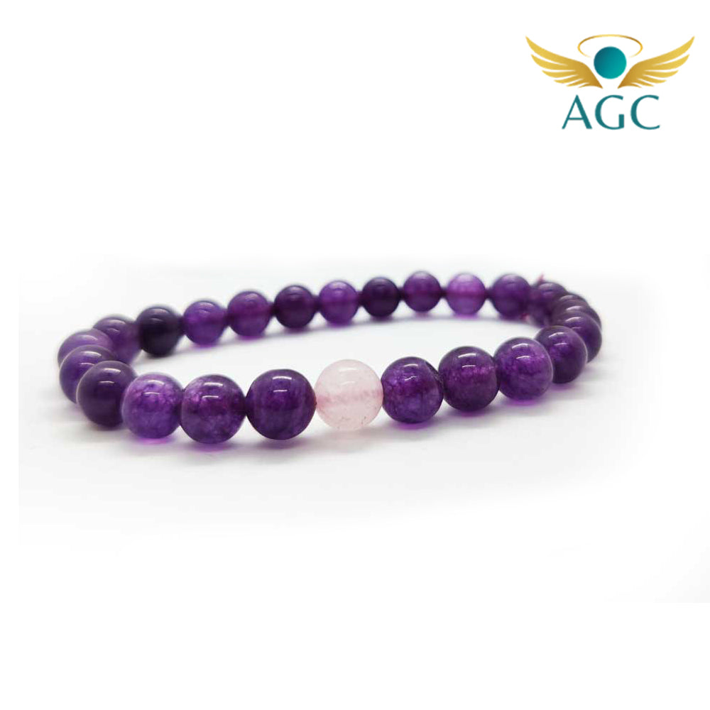 Amethyst & Rose Quartz Couple Bracelet for Love & Harmony | Buy Online | AGC