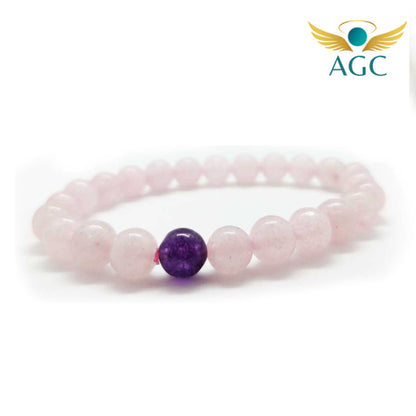 Amethyst & Rose Quartz Couple Bracelet for Love & Harmony | Buy Online | AGC