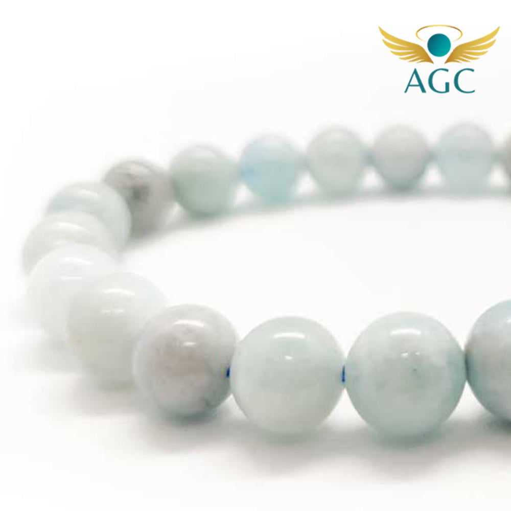 Aquamarine Bracelet for Calmness, Clarity & Expression | Buy Online |AGC | 8mm
