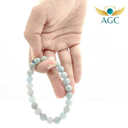 Aquamarine Bracelet for Calmness, Clarity & Expression | Buy Online |AGC | 8mm