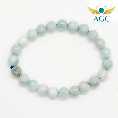 Aquamarine Bracelet for Calmness, Clarity & Expression | Buy Online |AGC | 8mm