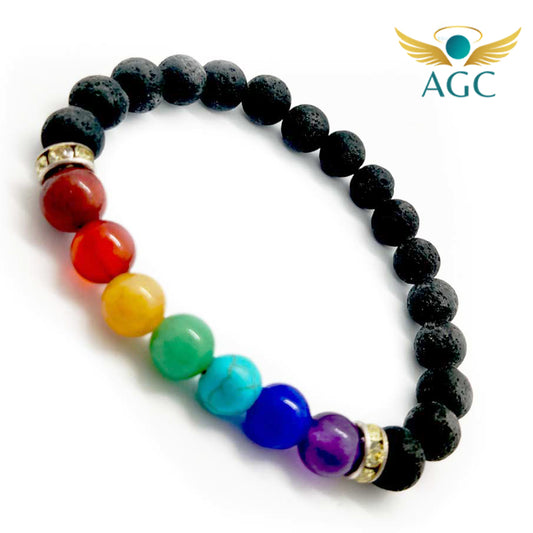 Lava Beads Chakra Bracelet for Balance, Grounding & Energy | AGC