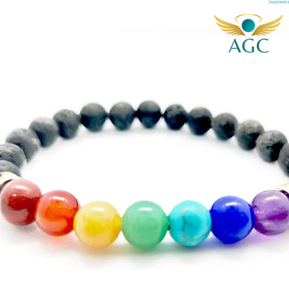 Lava Beads Chakra Bracelet for Balance, Grounding & Energy | AGC