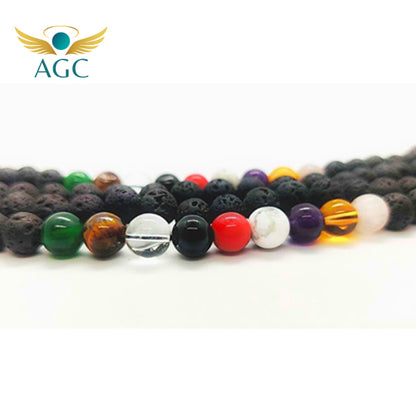 Lava Mala with 9 Crystal Stones powerful fusion of grounding volcanic energy and the balanced healing vibrations | Buy Online |  AGC