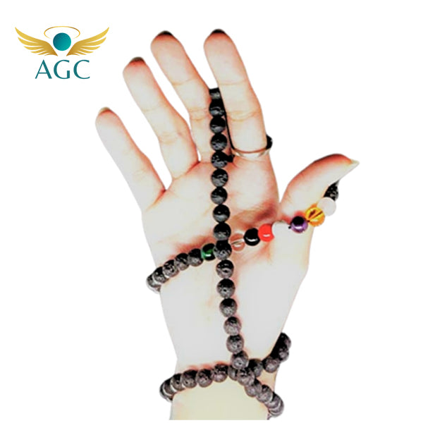 Lava Mala with 9 Crystal Stones powerful fusion of grounding volcanic energy and the balanced healing vibrations | Buy Online |  AGC