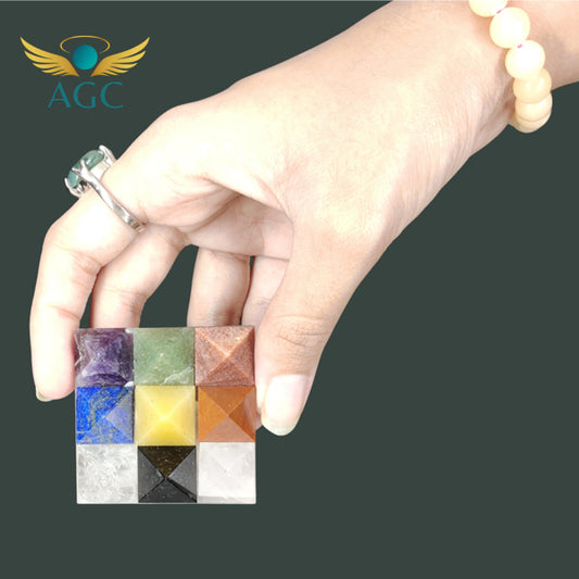 Buy 9 Crystal Vastu Pyramid Plate for Energy Balance & Vastu | AGC
