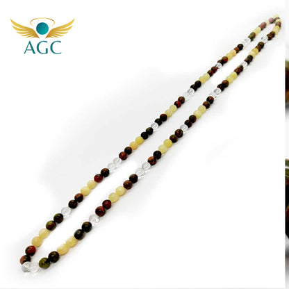 Yellow Calcite, Unakite & Clear Quartz Mala | Buy Online