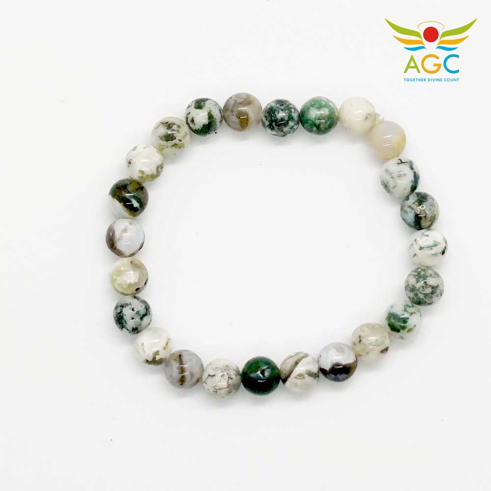 Buy Reiki Crystal Products Natural AAA Tree Agate Bracelet Natural Crystal  Stone 8 mm Beads Bracelet Round Shape for Reiki Healing and Crystal Healing  Stone (Color : Multi) at Amazon.in