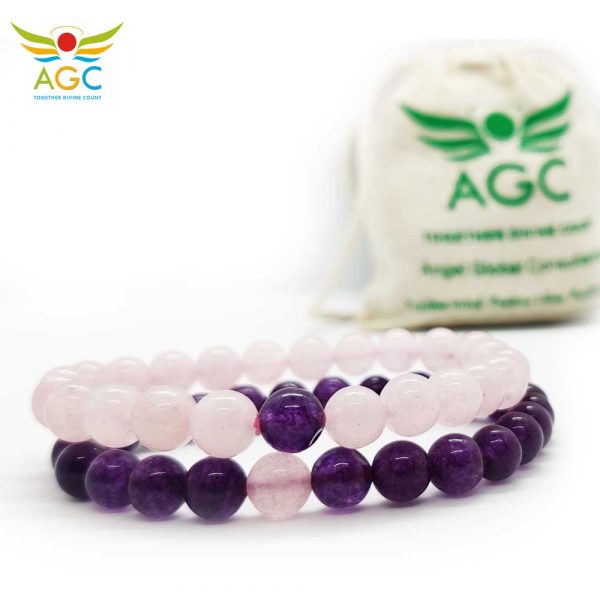 couple bracelets amethyst and rose quartz|healing-crystals | angel-global-consultancy